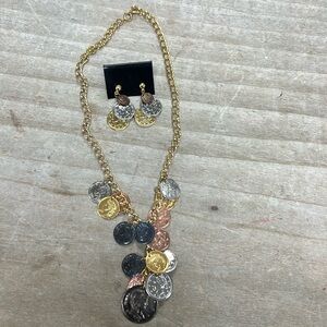 Coin necklace and earring set